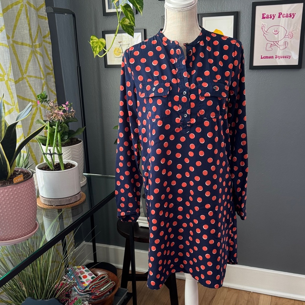 GAP Dark Blue and Orange Polka Dot Mini Dress